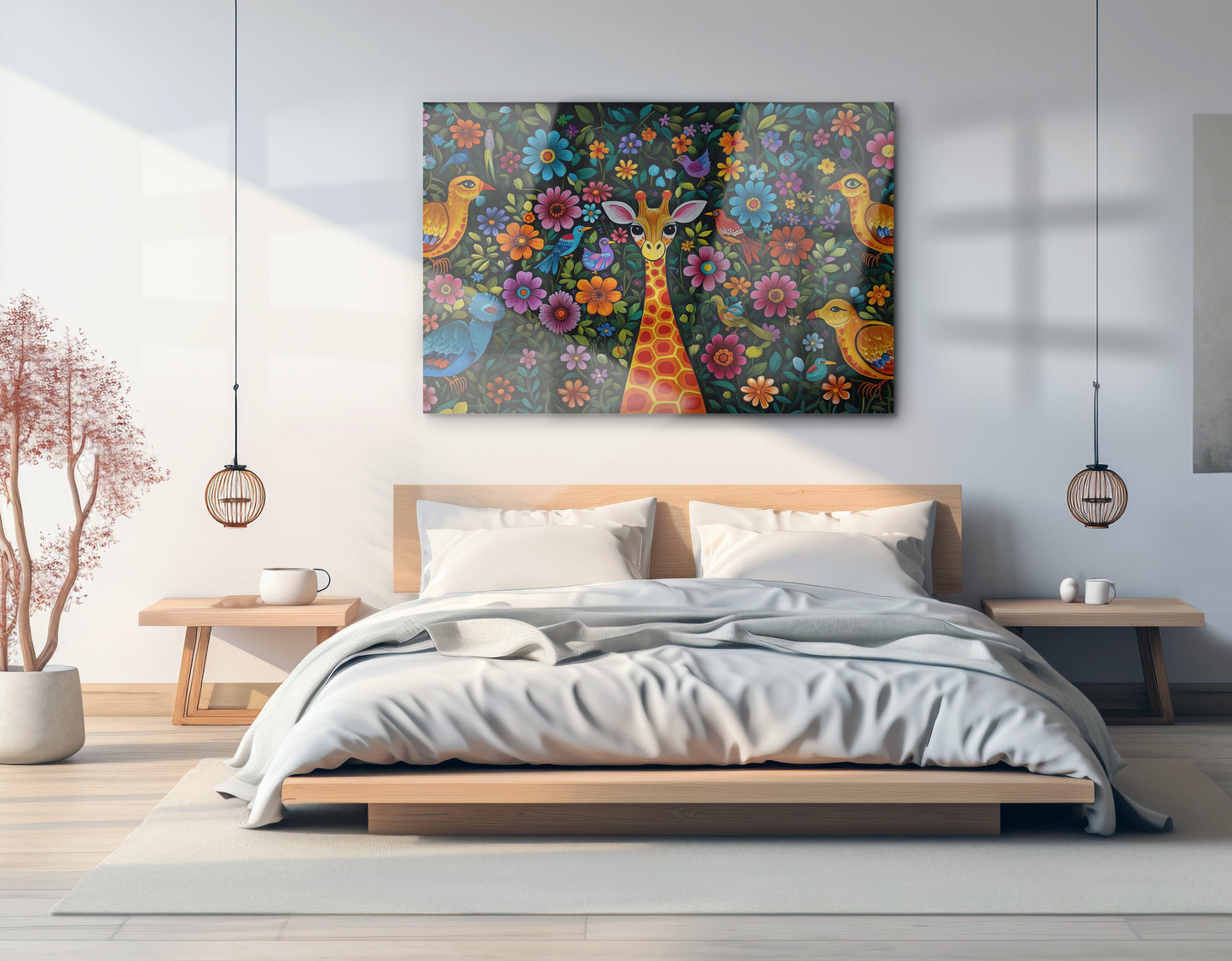 Giraffe Floral Folk Caribbean wall art view 21