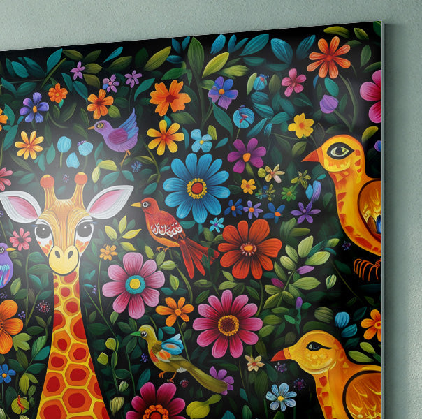 Giraffe Floral Folk Caribbean wall art view 22