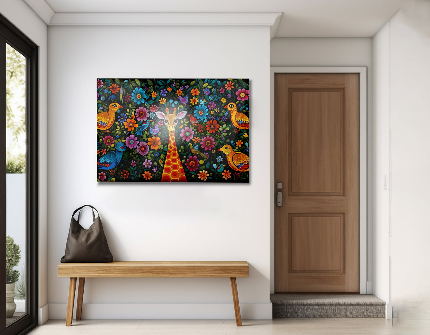 Giraffe Floral Folk Caribbean wall art view 23