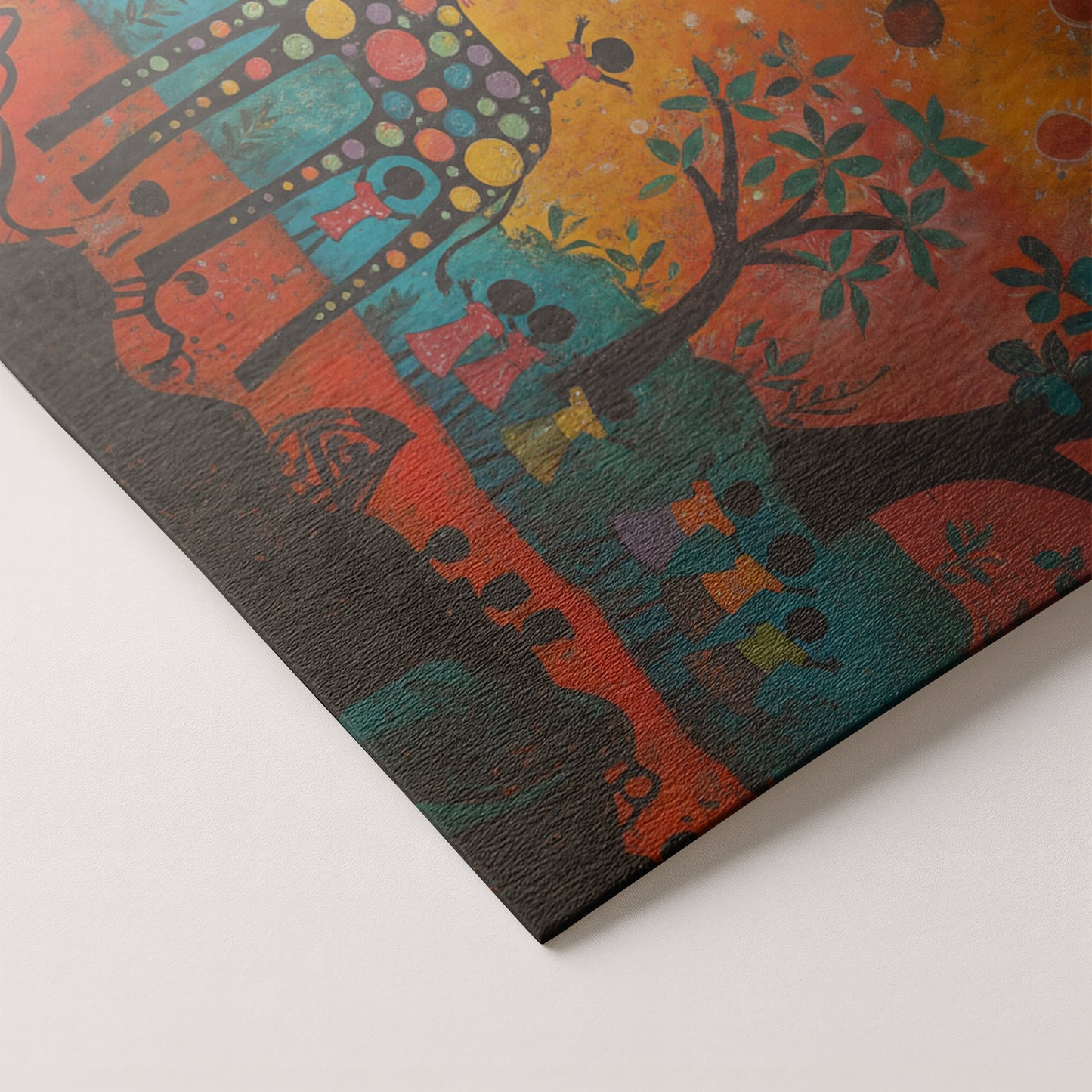 Giraffe Sunset Folk Black Caribbean wall art artwork by MoomZee Artwork