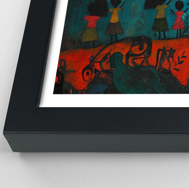 Giraffe Sunset Folk Black Caribbean wall art view 70