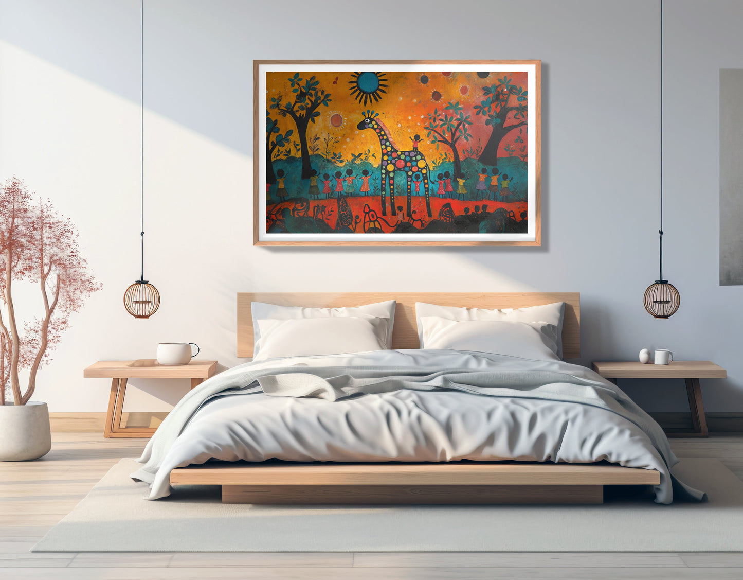 Giraffe Sunset Folk Black Caribbean wall art view 81