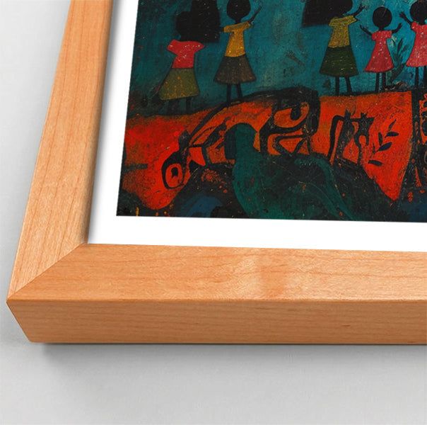 Giraffe Sunset Folk Black Caribbean wall art view 82