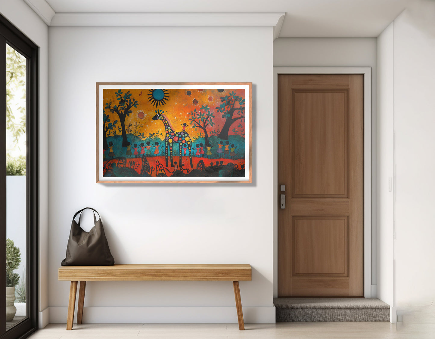 Giraffe Sunset Folk Black Caribbean wall art view 83