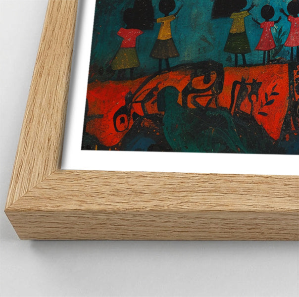 Giraffe Sunset Folk Black Caribbean wall art view 76