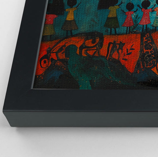 Giraffe Sunset Folk Black Caribbean wall art view 28