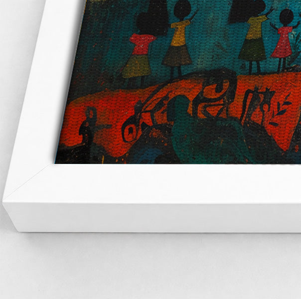 Giraffe Sunset Folk Black Caribbean wall art view 64