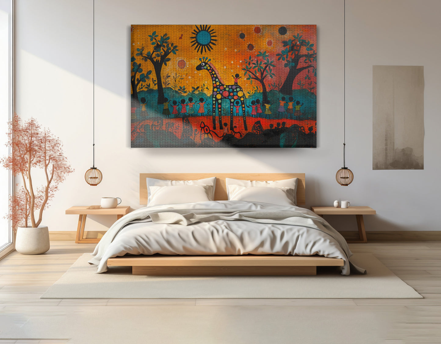 Giraffe Sunset Folk Black Caribbean wall art view 15