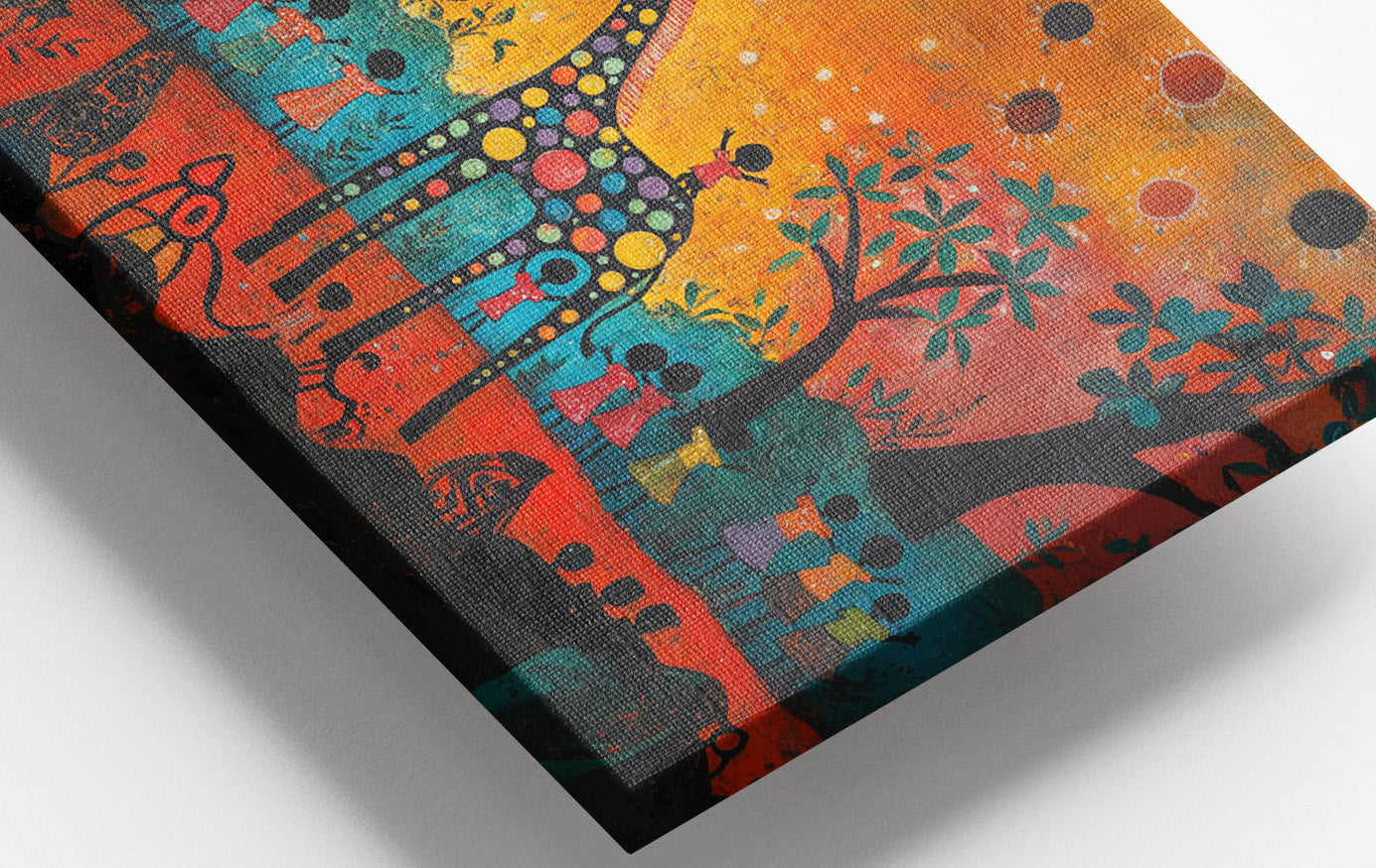 Giraffe Sunset Folk Black Caribbean wall art view 16