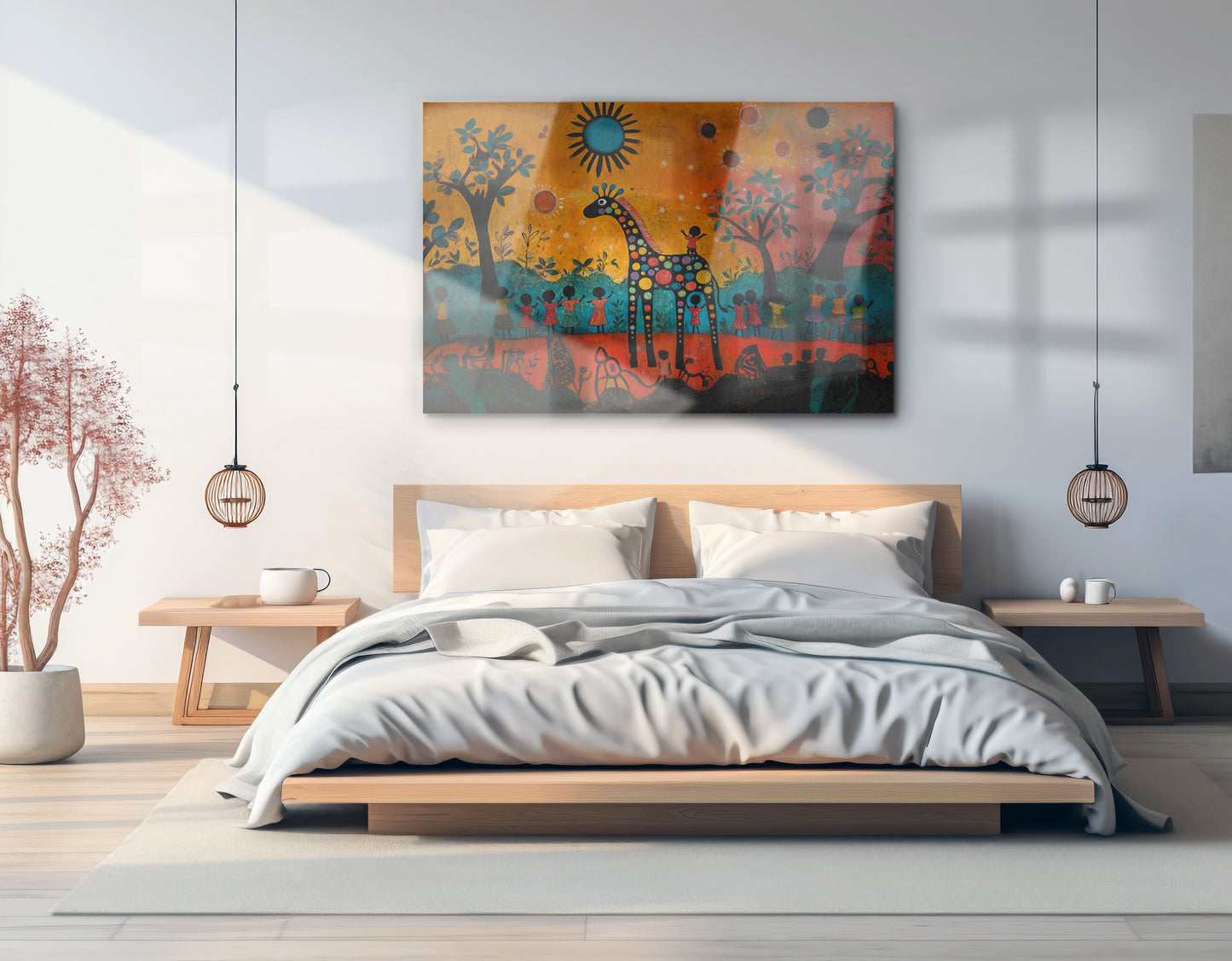 Giraffe Sunset Folk Black Caribbean wall art view 21