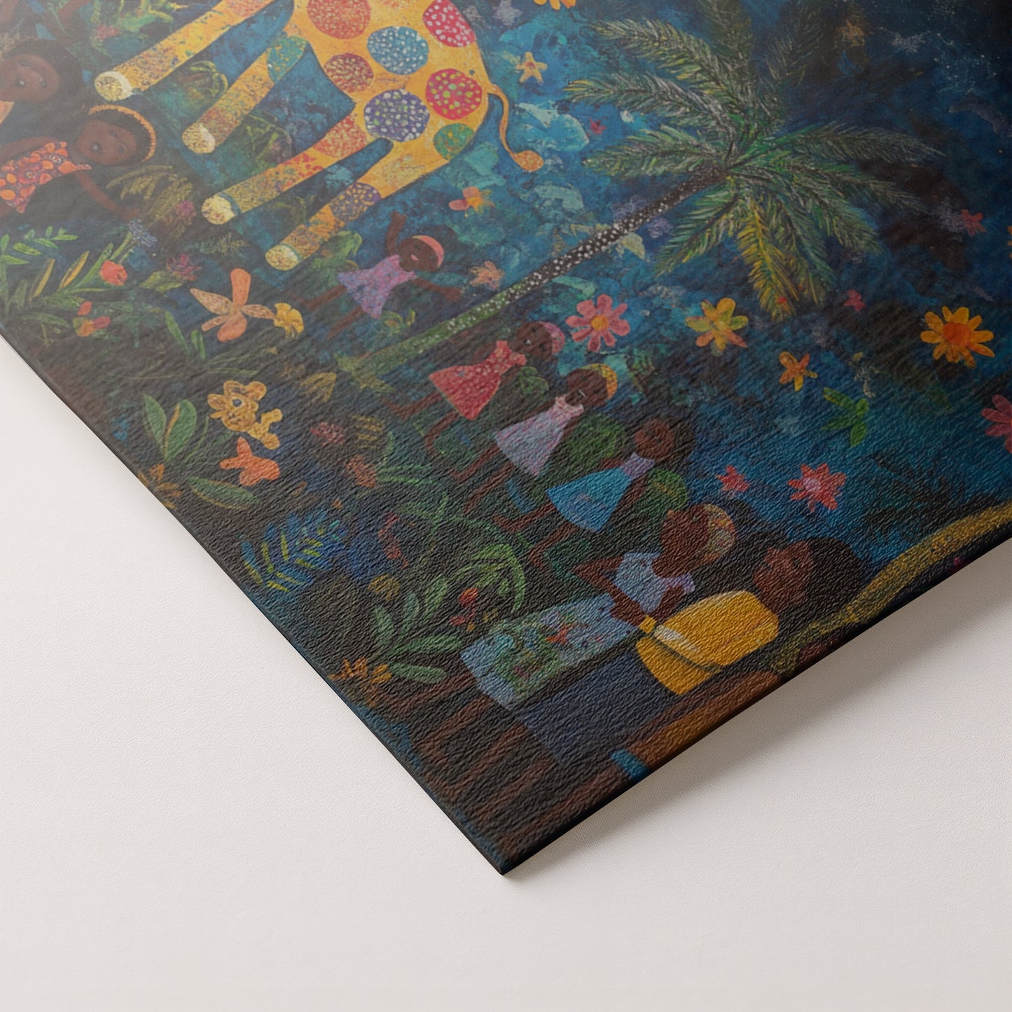 Giraffe Village Night Caribbean wall art artwork by MoomZee Artwork