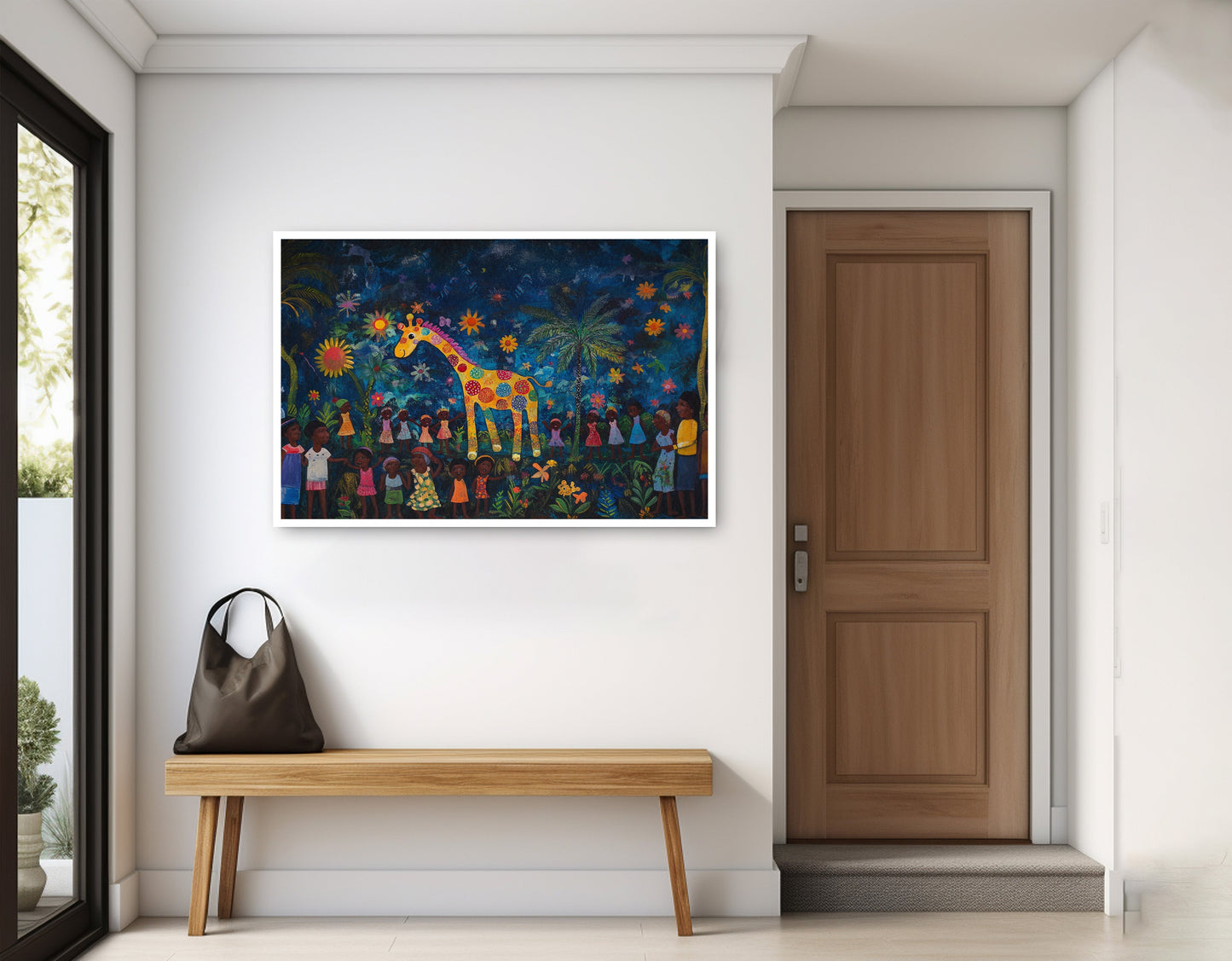 Giraffe Village Night Caribbean wall art home decor view