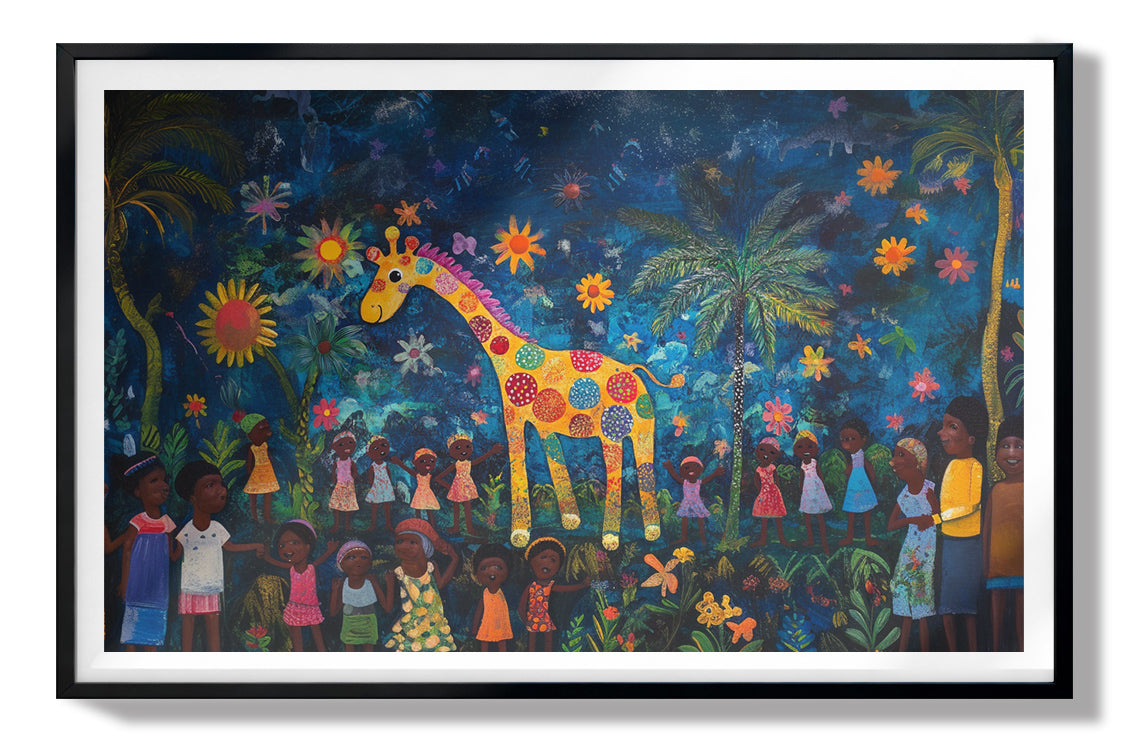 Giraffe Village Night Caribbean wall art view 67