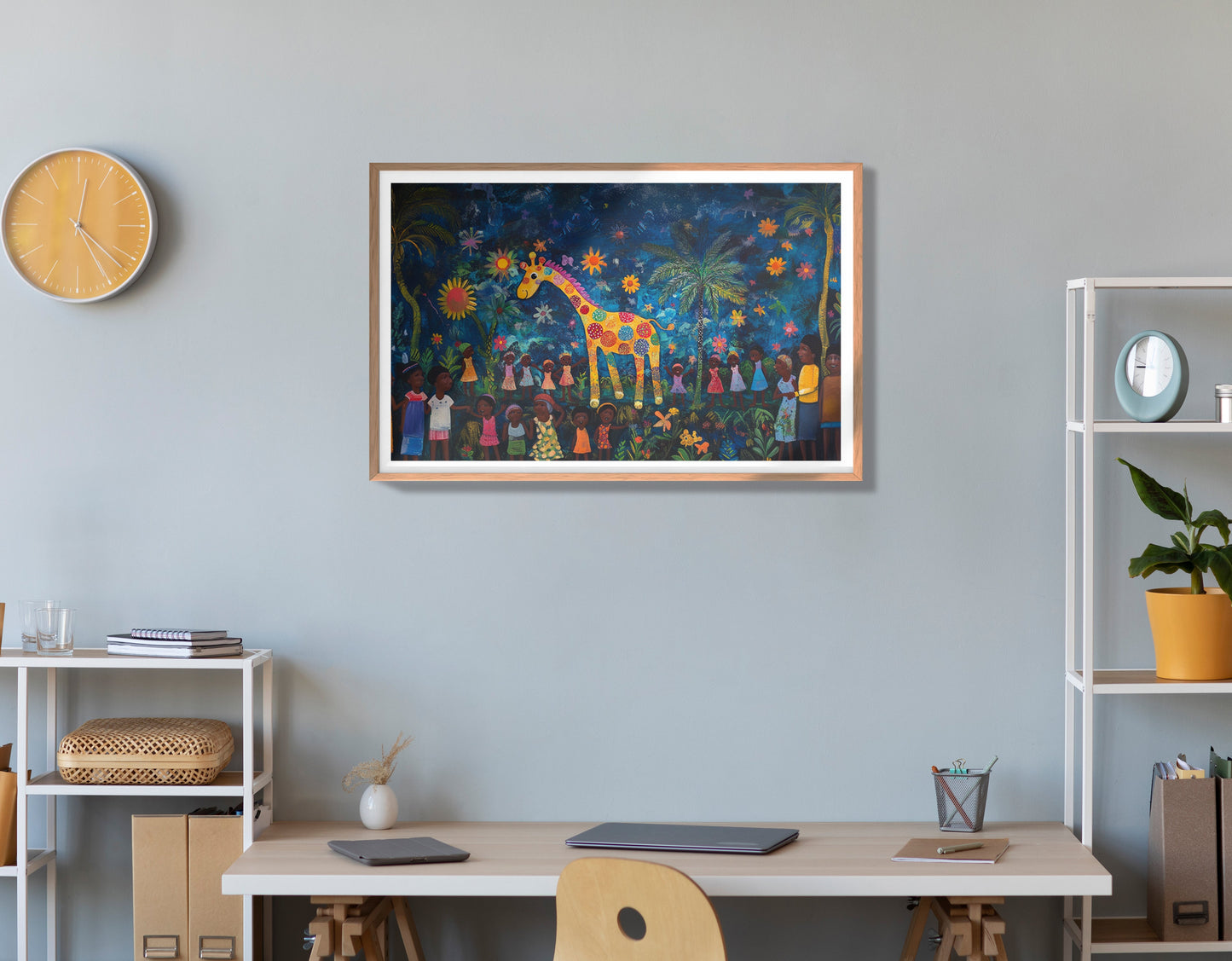 Giraffe Village Night Caribbean wall art view 84