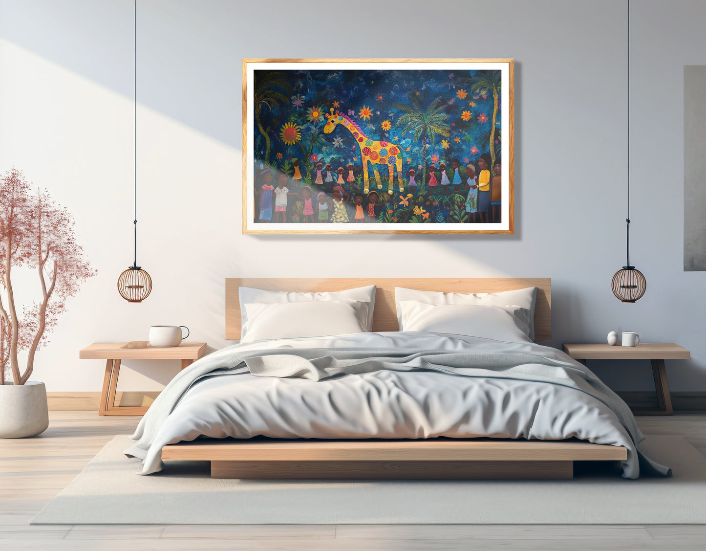 Giraffe Village Night Caribbean wall art view 75