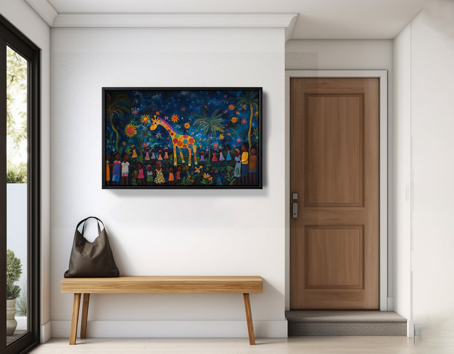 Giraffe Village Night Caribbean wall art view 29