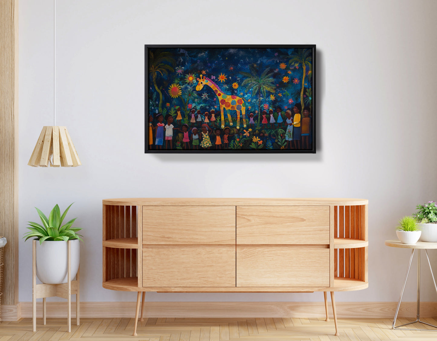 Giraffe Village Night Caribbean wall art view 26