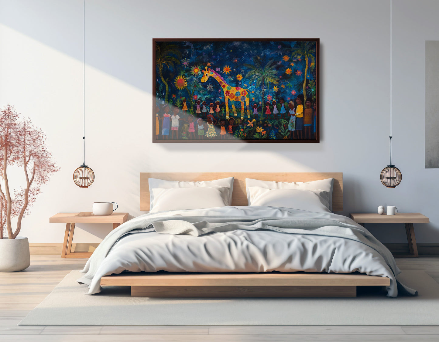 Giraffe Village Night Caribbean wall art view 33