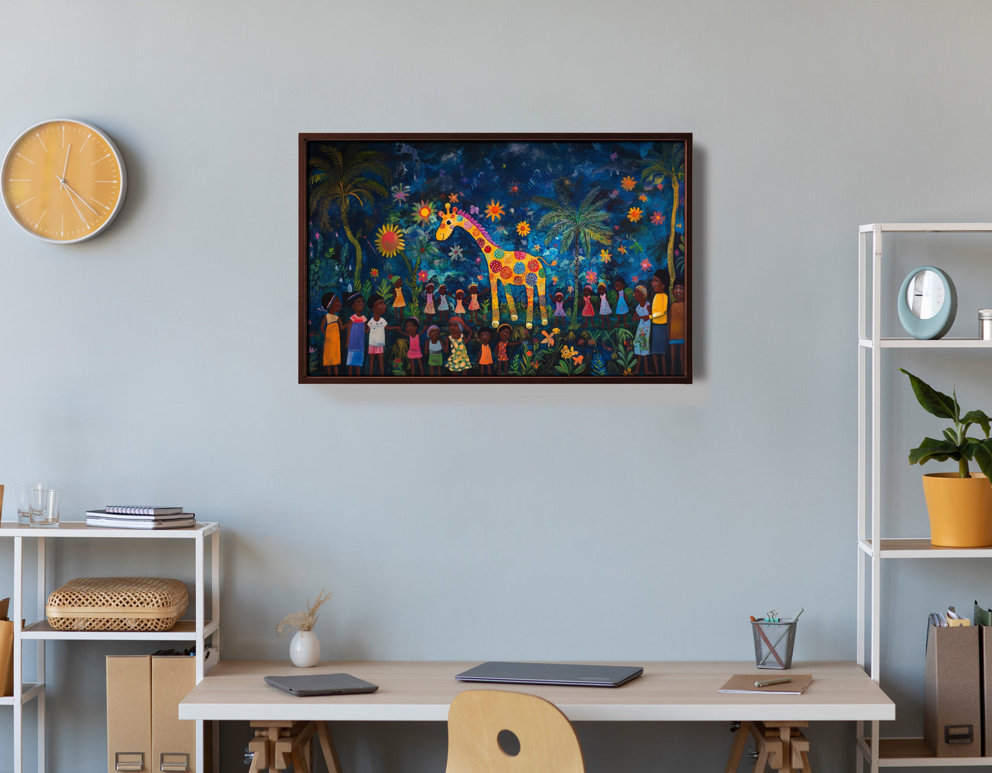 Giraffe Village Night Caribbean wall art view 36