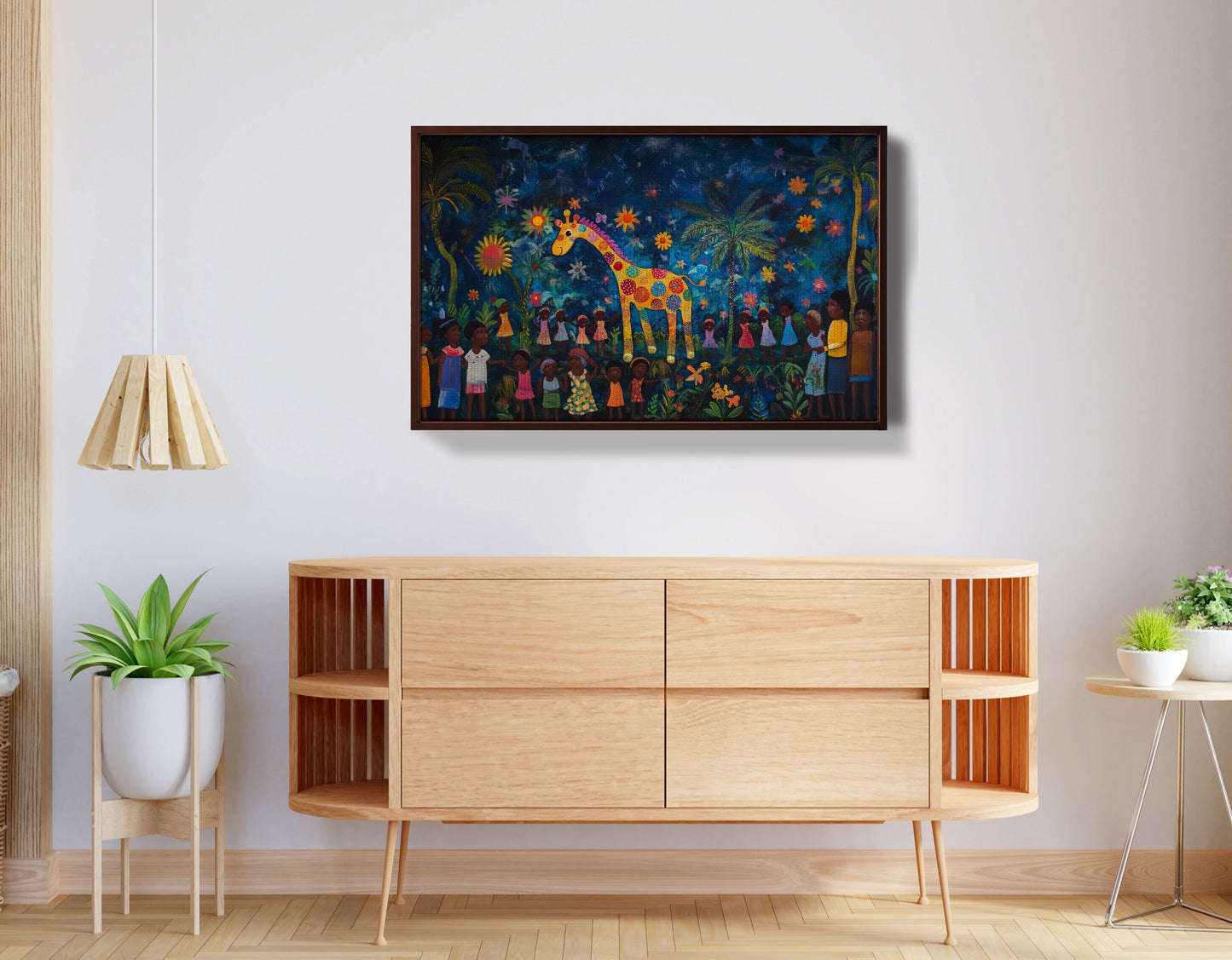 Giraffe Village Night Caribbean wall art view 32