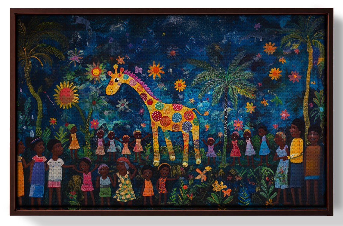 Giraffe Village Night Caribbean wall art view 31