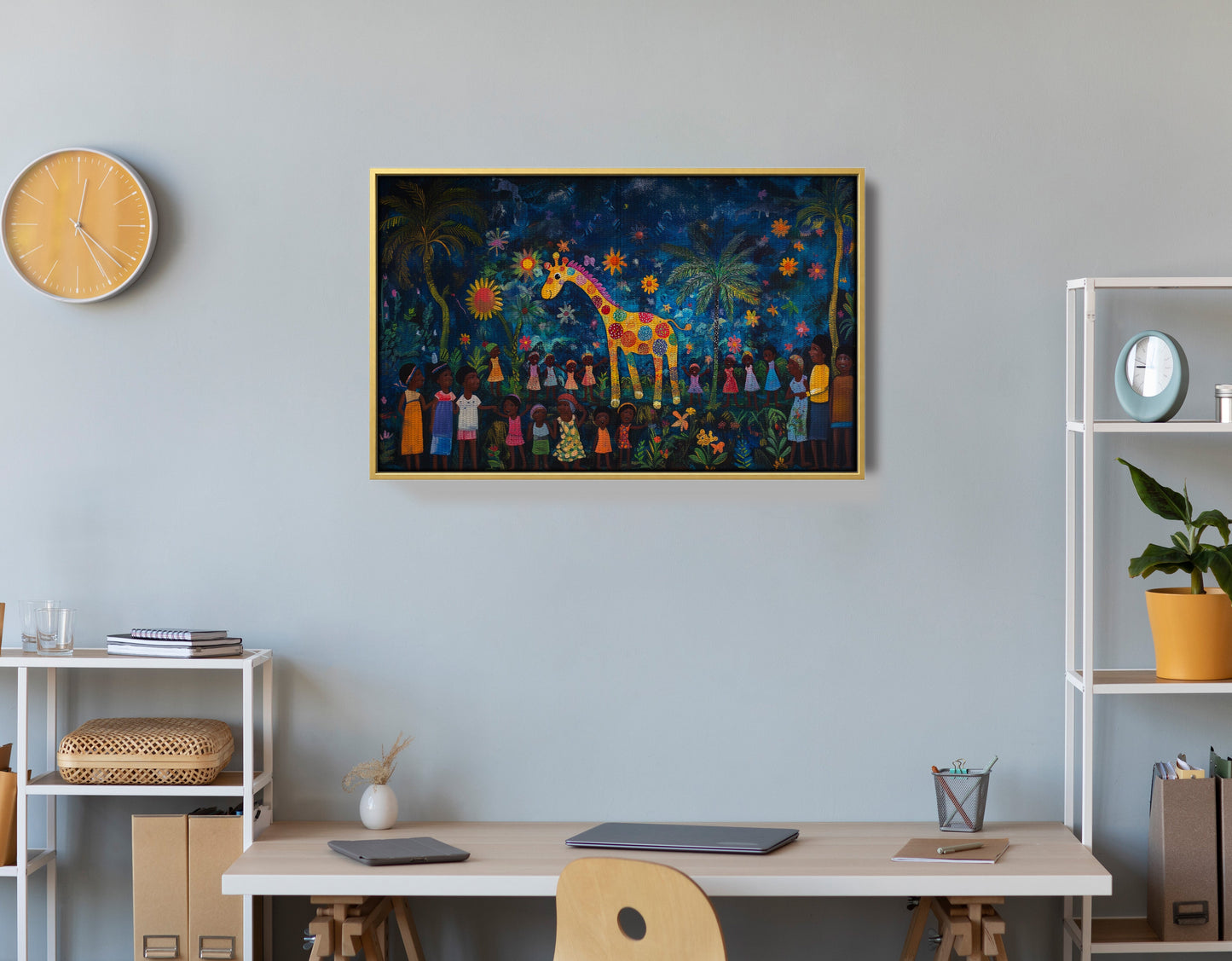 Giraffe Village Night Caribbean wall art view 42