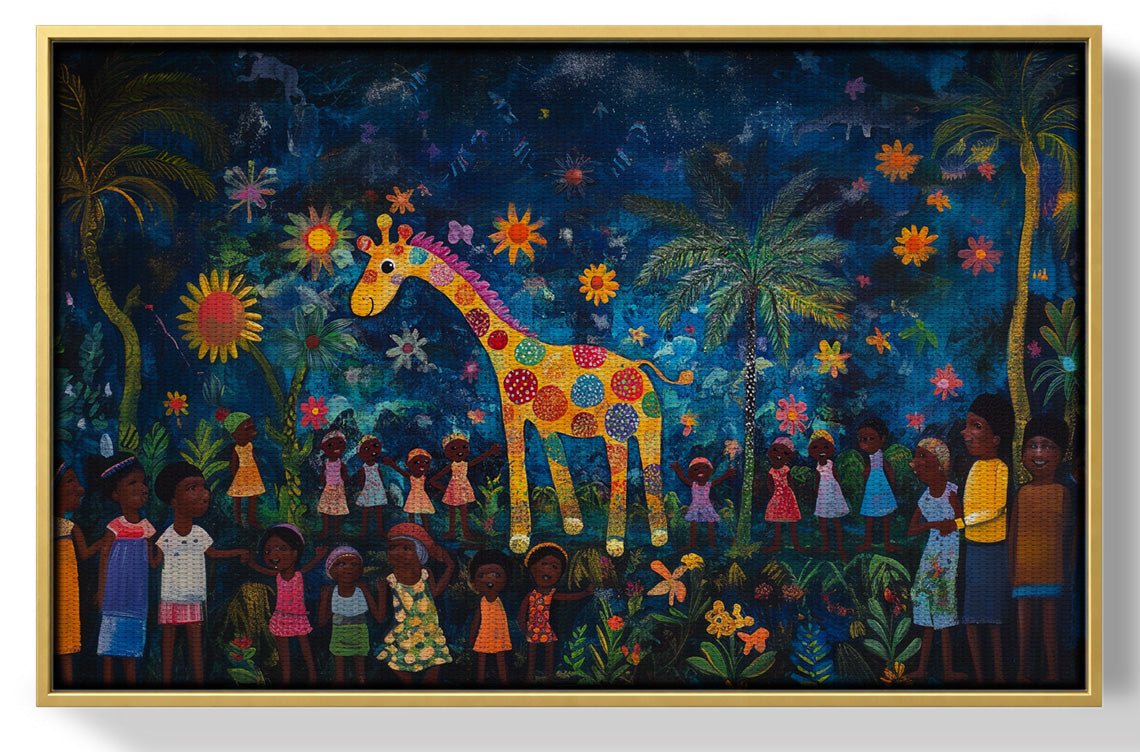 Giraffe Village Night Caribbean wall art view 37
