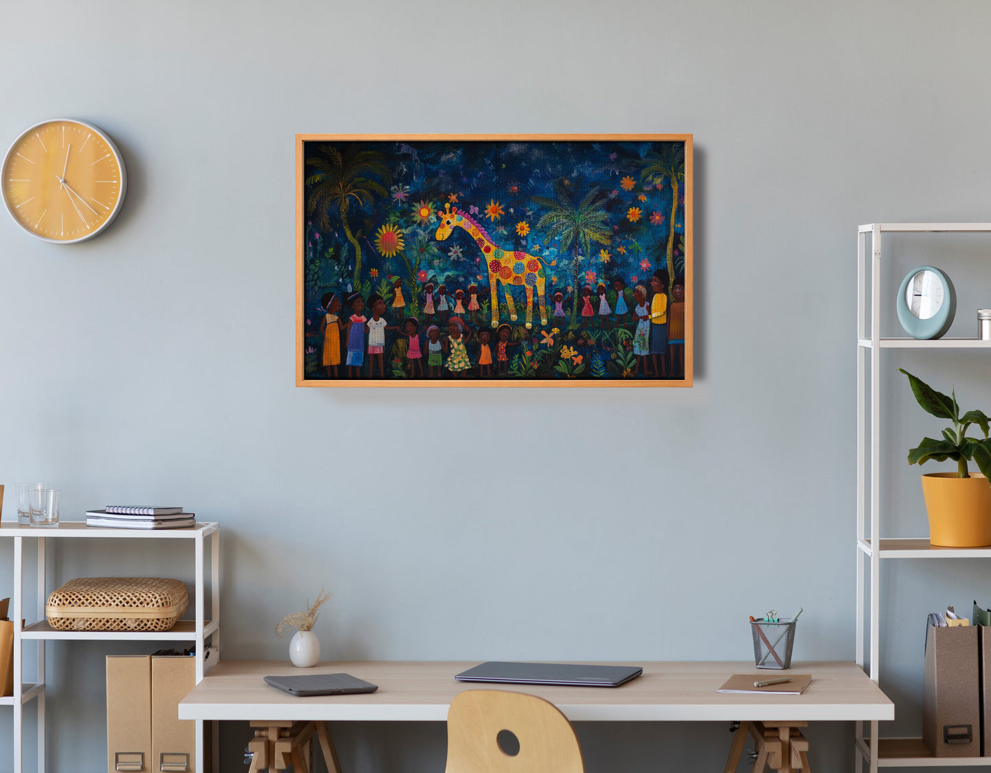 Giraffe Village Night Caribbean wall art view 48