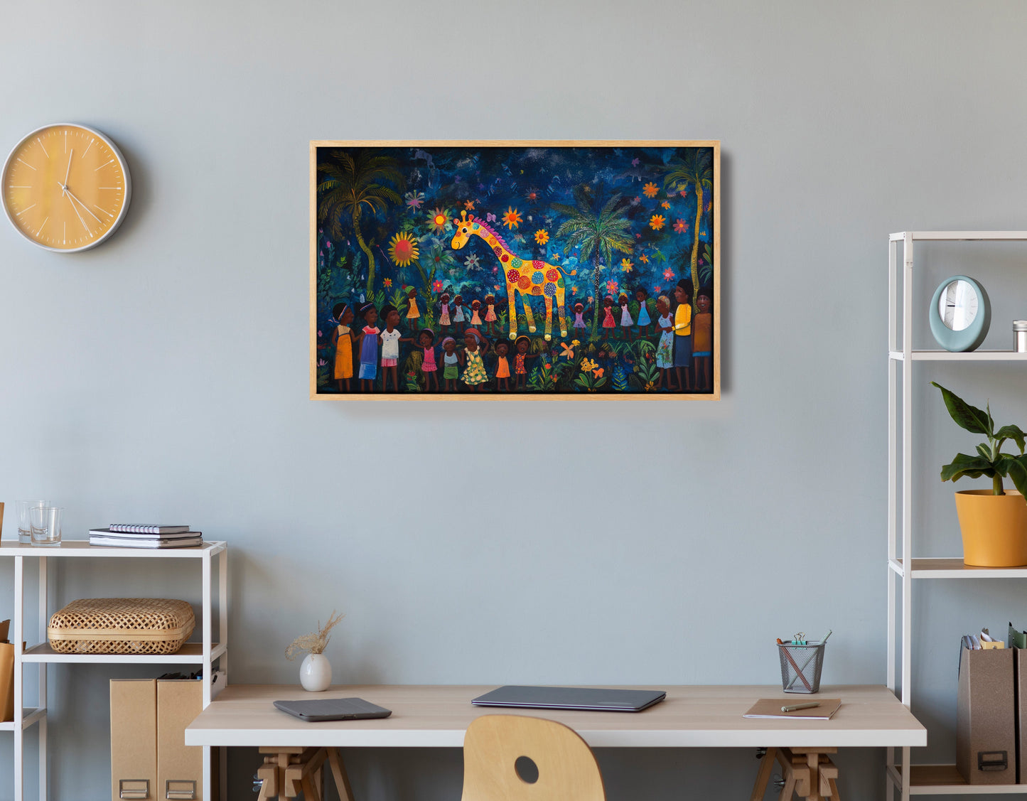 Giraffe Village Night Caribbean wall art view 54
