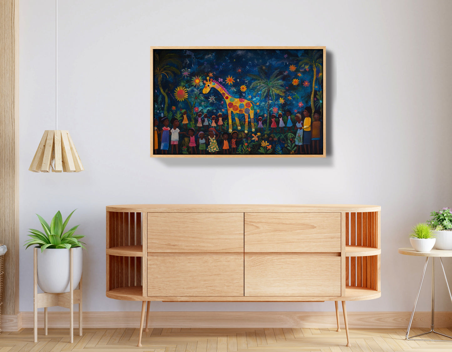 Giraffe Village Night Caribbean wall art view 50