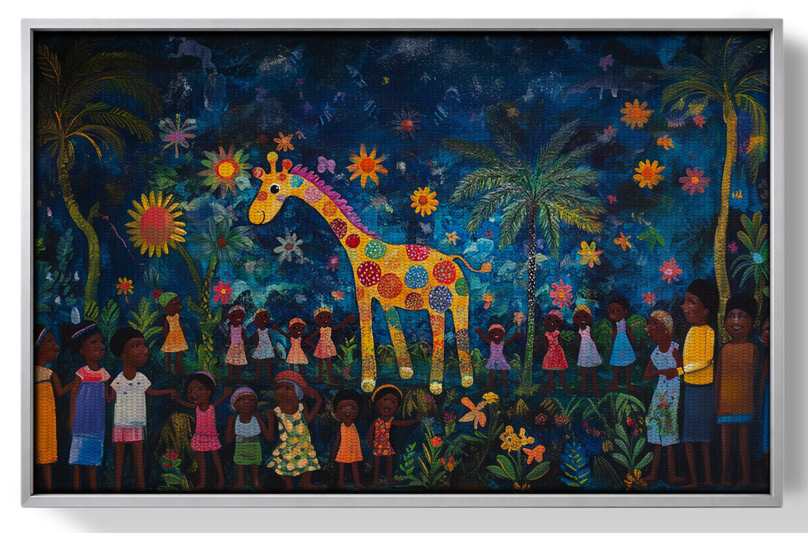 Giraffe Village Night Caribbean wall art view 55