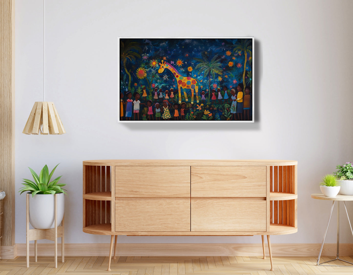 Giraffe Village Night Caribbean wall art view 62