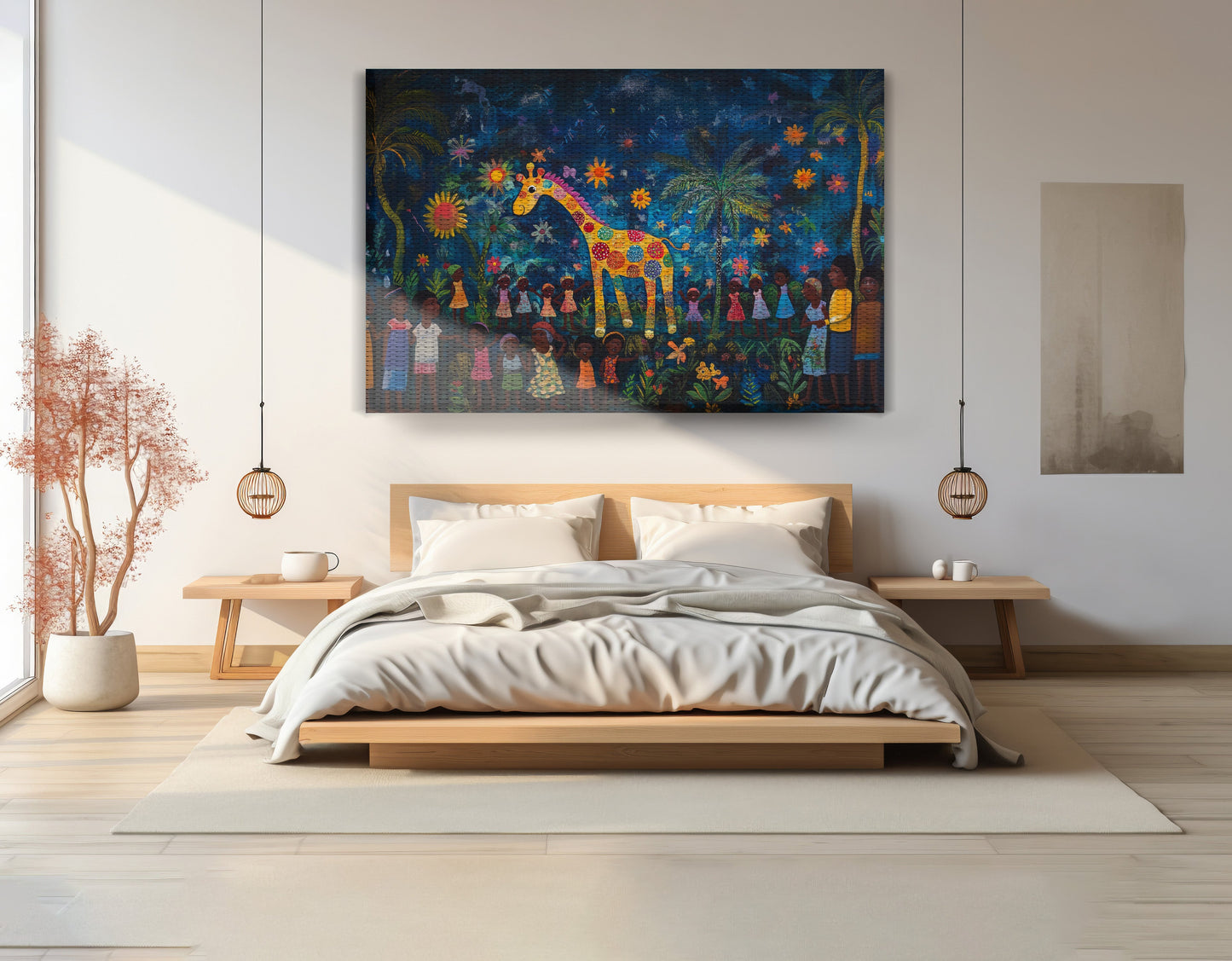 Giraffe Village Night Caribbean wall art view 15
