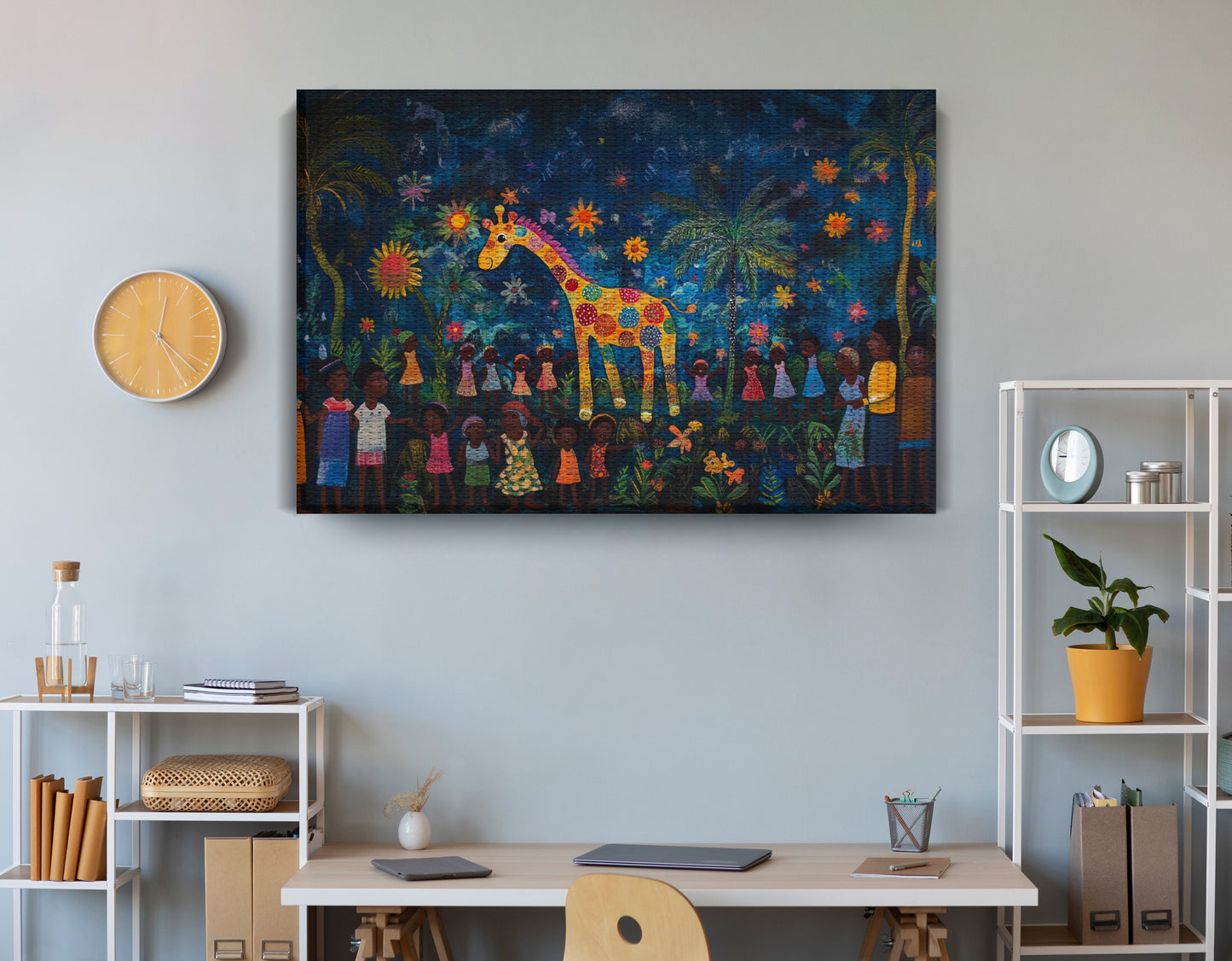 Giraffe Village Night Caribbean wall art view 18