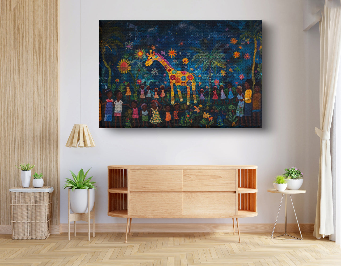 Giraffe Village Night Caribbean wall art view 14