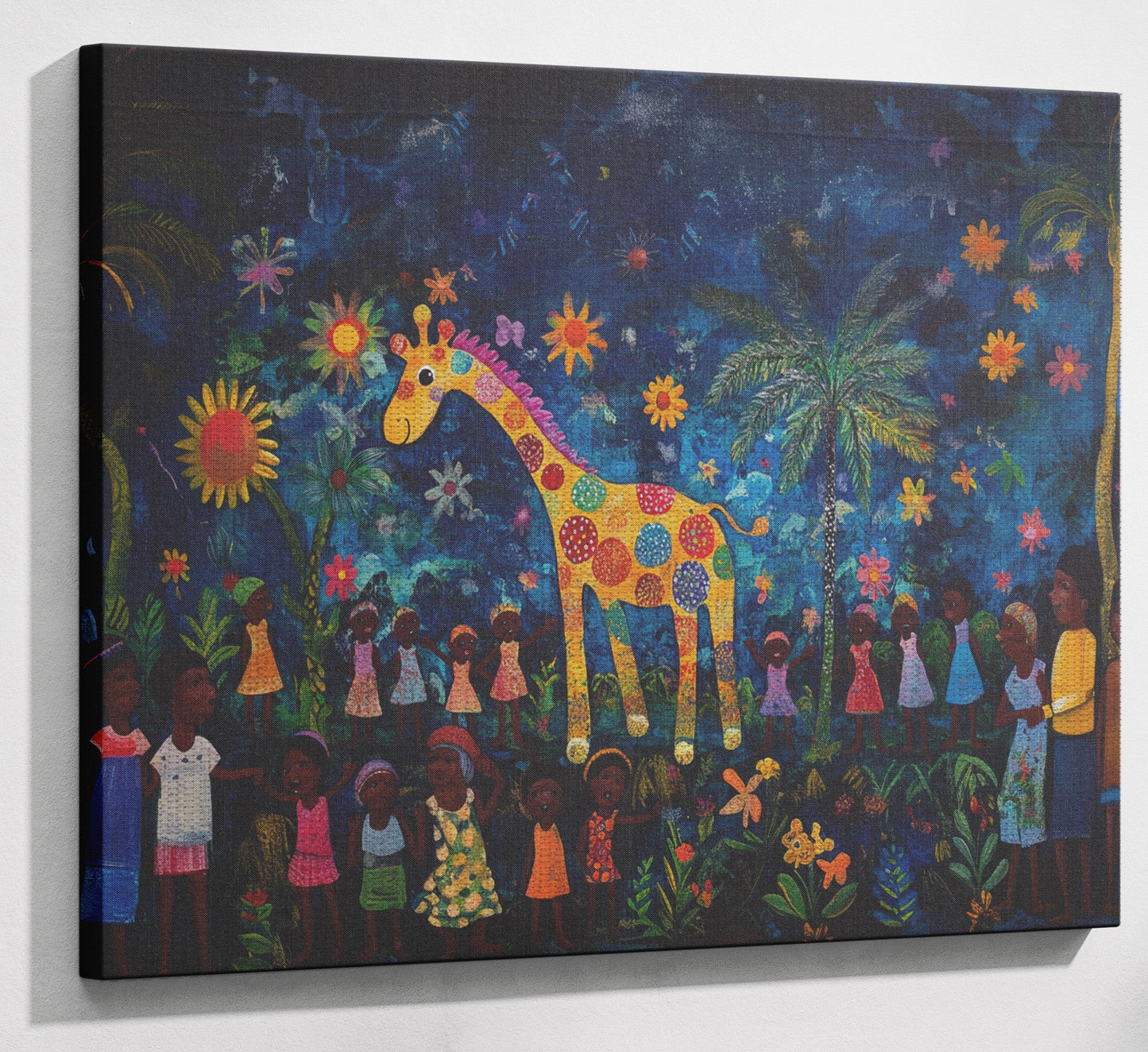 Giraffe Village Night Caribbean wall art view 13