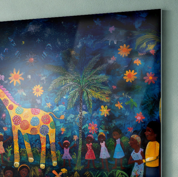 Giraffe Village Night Caribbean wall art view 22