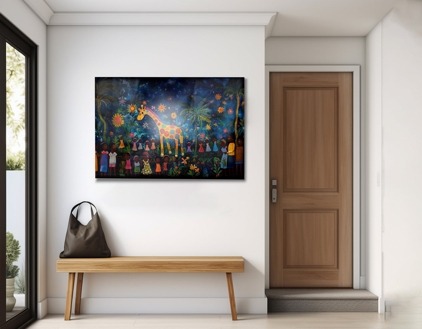 Giraffe Village Night Caribbean wall art view 23