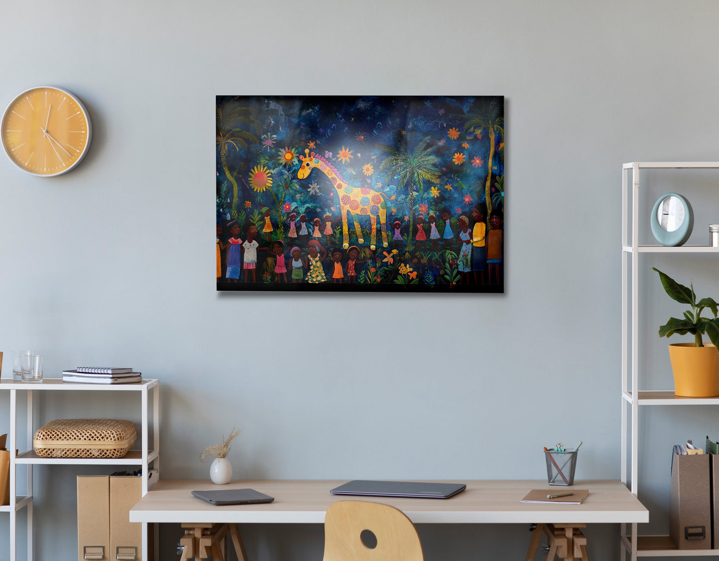 Giraffe Village Night Caribbean wall art view 24