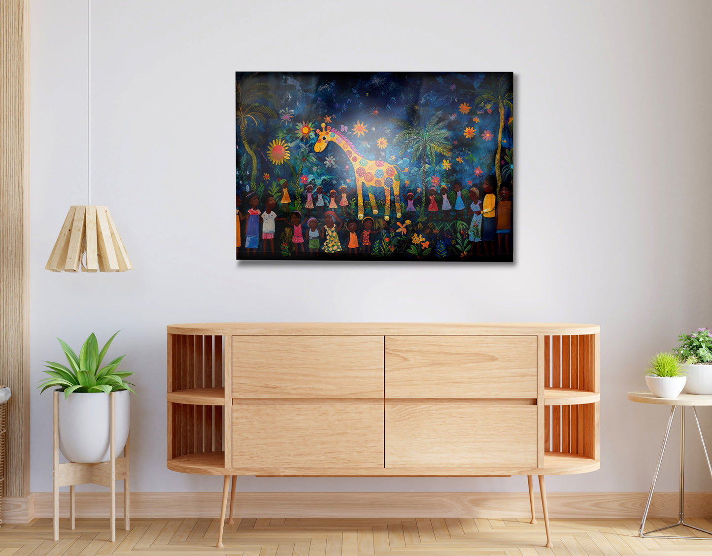 Giraffe Village Night Caribbean wall art view 20