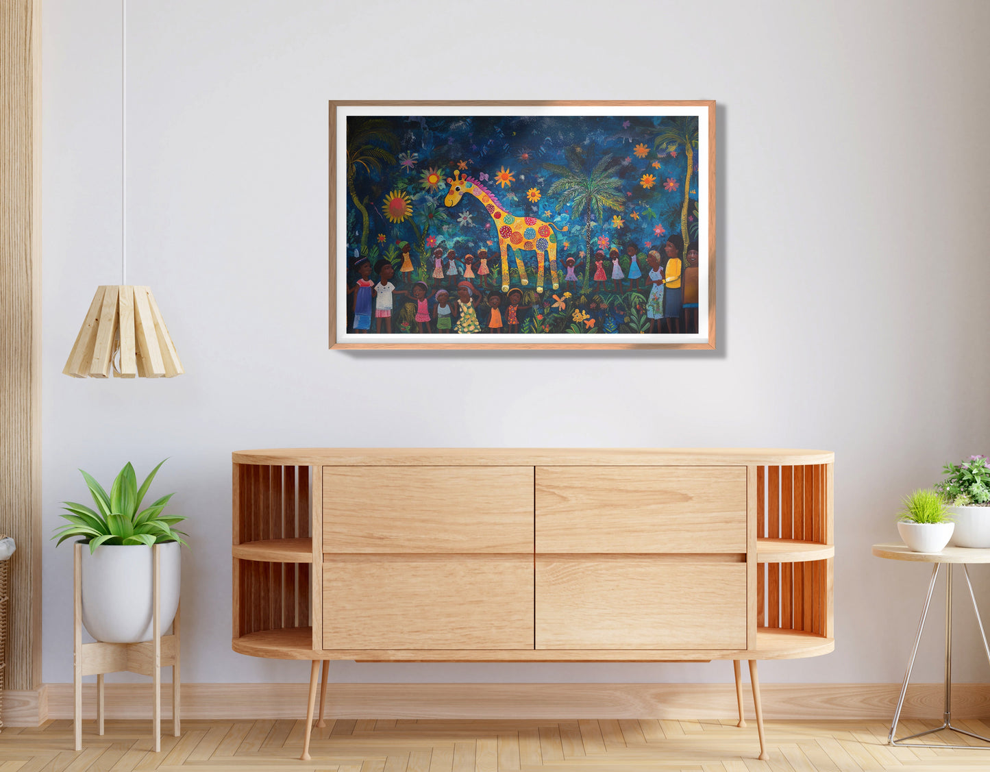 Giraffe Village Night Caribbean wall art view 80