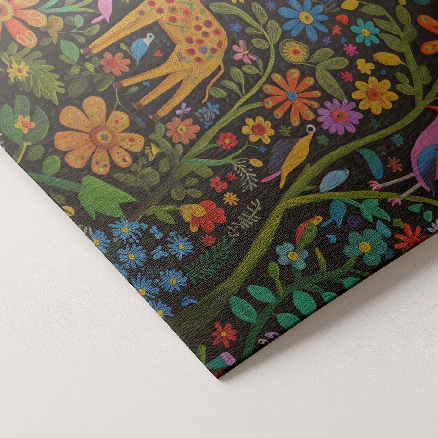 Giraffe Floral Garden Black Caribbean wall art artwork by MoomZee Artwork