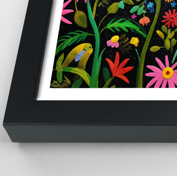 Giraffe Floral Garden Black Caribbean wall art view 70