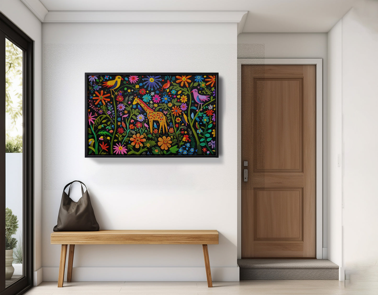 Giraffe Floral Garden Black Caribbean wall art view 29