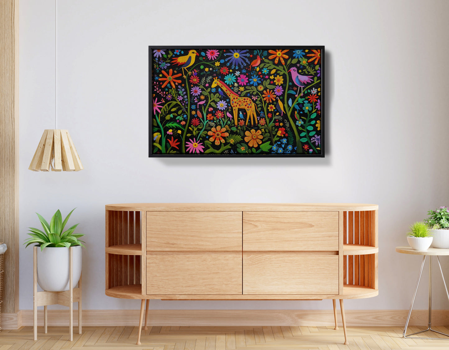 Giraffe Floral Garden Black Caribbean wall art view 26