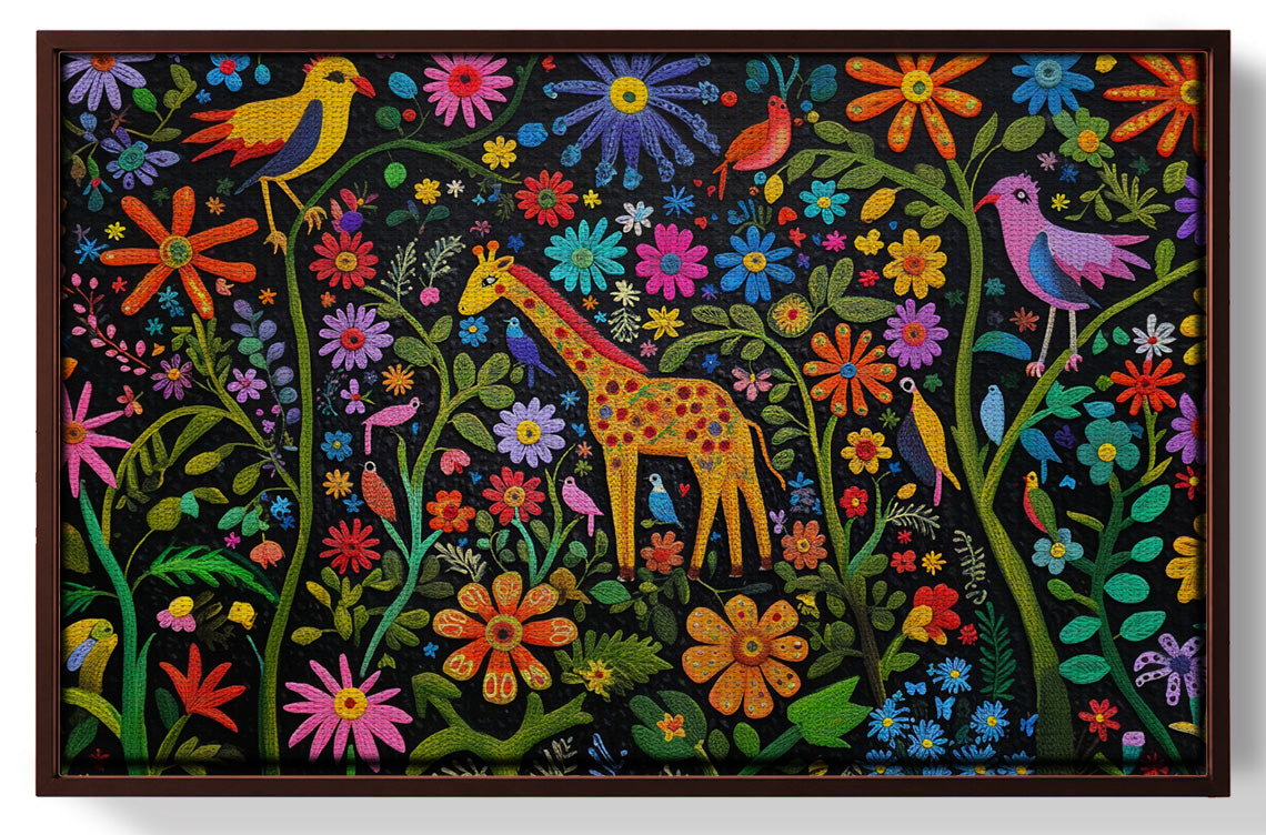 Giraffe Floral Garden Black Caribbean wall art view 31