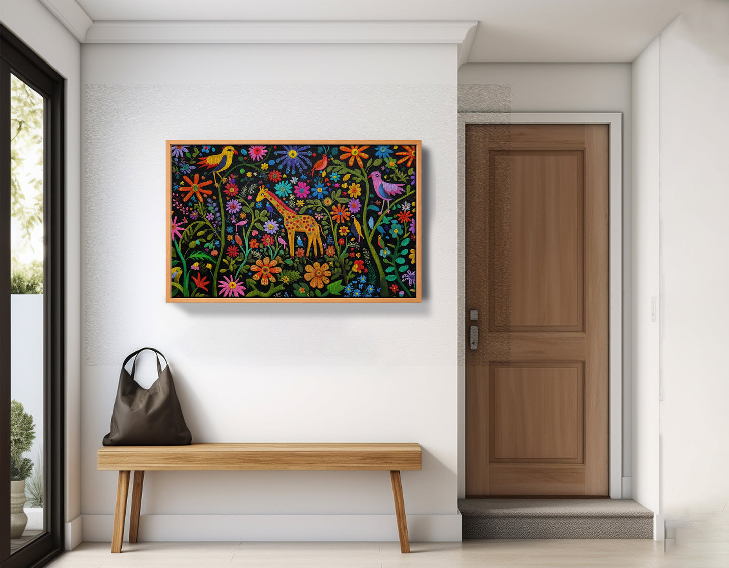 Giraffe Floral Garden Black Caribbean wall art view 47