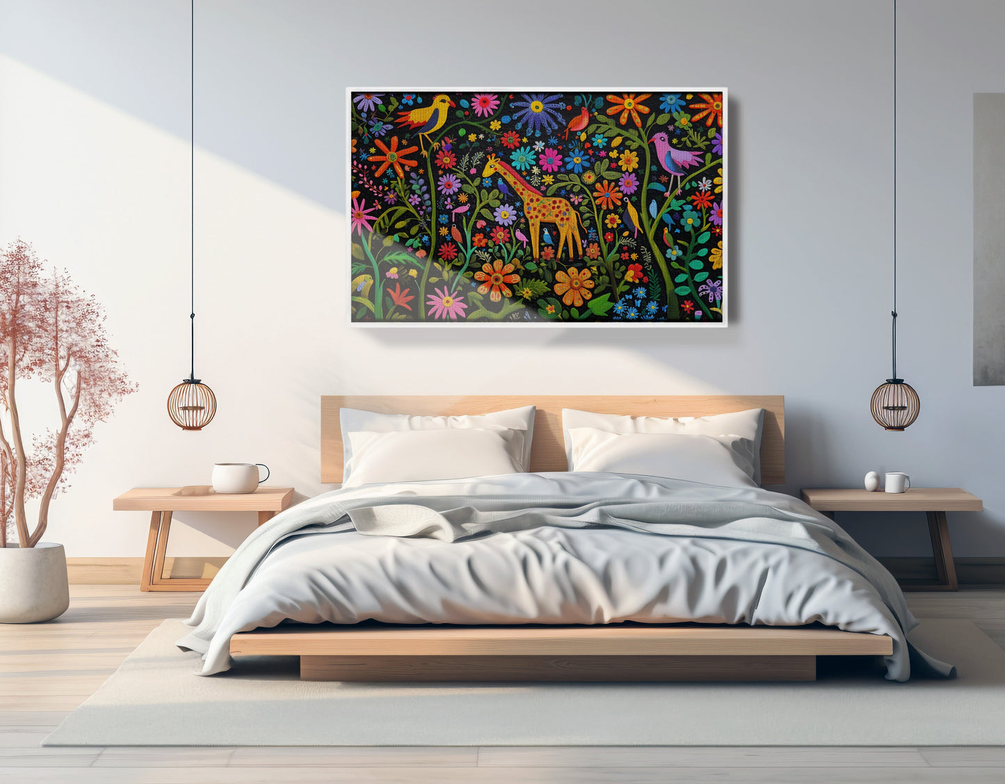 Giraffe Floral Garden Black Caribbean wall art view 63