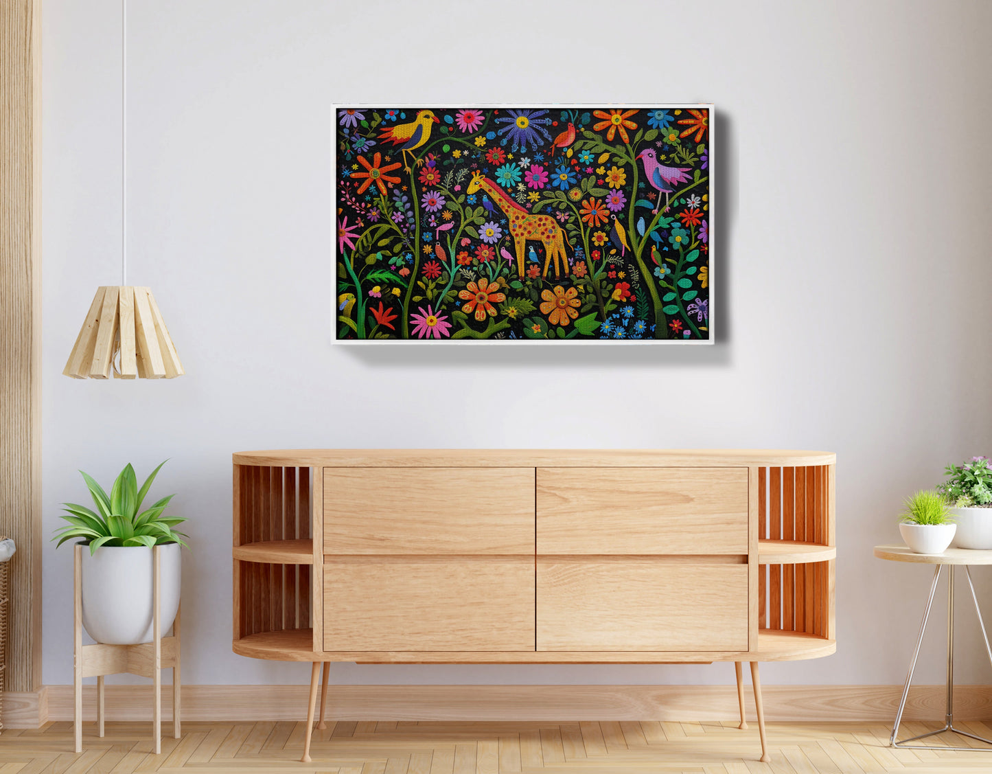 Giraffe Floral Garden Black Caribbean wall art view 62