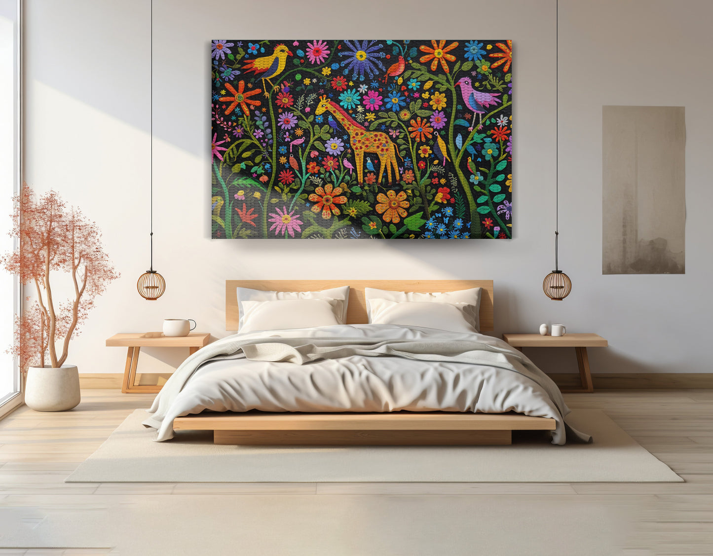 Giraffe Floral Garden Black Caribbean wall art view 15
